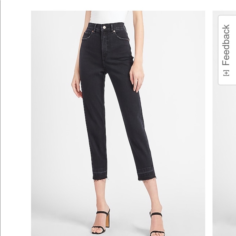 Express Super High Waisted Black Mom Jeans